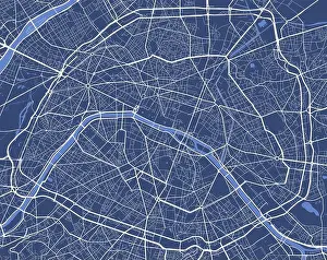 Blue City Prints: Detailed map poster of Paris city administrative area