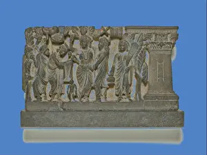 Surrounded Prints: A detailed relief depicting a scene from ancient times