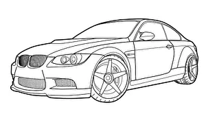 Detailed vector draw of a flat sport car with black stroke option for custom able color for kids drawing book