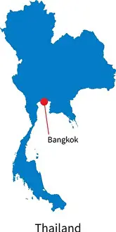 Digitally Prints: Detailed vector map of Thailand and capital city Bangkok