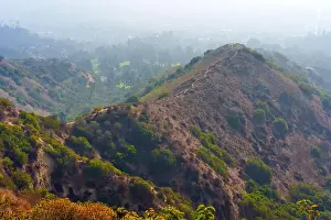 Well Being Prints: Detailed view of the hills and winding trails in Griffith Park