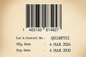 Beverages Prints: Details of expiry date and manufacturing date with bar code on product label