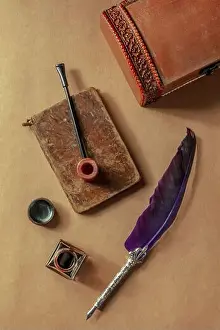 Evidence Prints: Detective investigation game play objects. A pipe, a quill pen etc