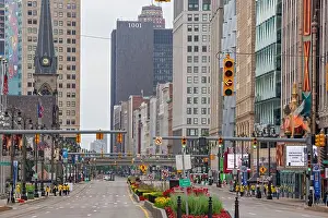 Detroit Prints: Detroit, Michigan - Woodward Avenue in downtown Detroit