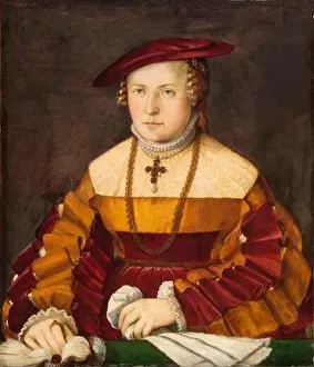 Knights Prints: Deutsch: Bildnis der Frau des Santjagoritters. circa 1535-1540. Christoph Amberger 010
