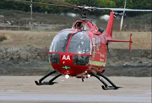 Devon air ambulance G-NOAA landing Croyde Town Beach