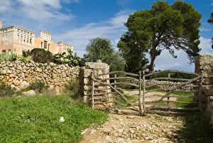 Woodwork Prints: dh Binigaus Nou ES MIGJORN GRAN MENORCA Traditional Menorcan styled wooden gate Spanish farmhouse lane