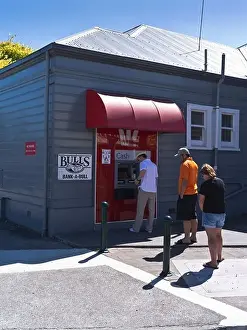 Teller Prints: dh BULLS NEW ZEALAND NZ Bank cash point dispenser people queuing atm banking cashpoint machine