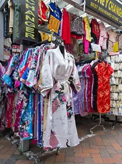 Outfits Prints: dh Chinese shops CHINATOWN SINGAPORE Silk dressing gowns shop display ladies clothes dresses gown store