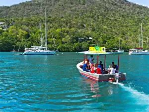 Water Taxi Prints: dh Marigot Harbour Bay ST LUCIA CARIBBEAN Caribbean water taxi ferry Dr Dolittle beach boat holiday west indies