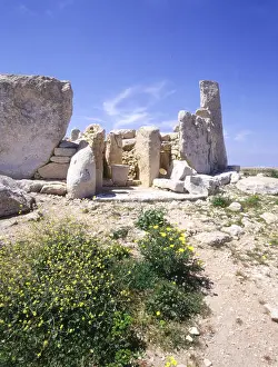 Excavated Prints: dh Unesco world heritage site HAGAR QIM MALTA Neolithic temple ruins stonewall slabs megalithic europe prehistoric