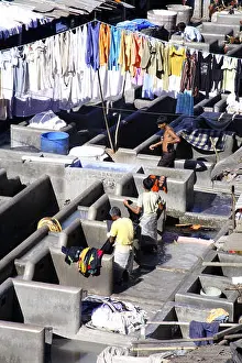Dhobi Ghat ; open laundry run by Mumbai Municipal Corporation Washer men ; Mahalakshmi ; Bombay now Mumbai ; Maharashtra