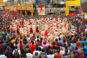 Ganapati Prints: Dhol tasha pathak with crowd celebrating Ganapati festival, Pune