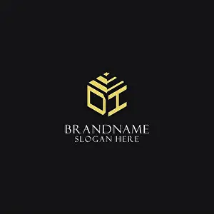 Sign Vector Vectors Prints: DI initial monogram with hexagon shape logo, creative geometric logo design inspiration