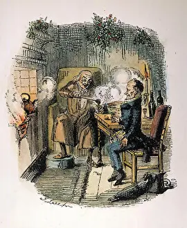 Fireplace Prints: DICKENS: A CHRISTMAS CAROL. /nEbenezer Scrooge and Bob Cratchit