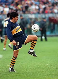 Diego Maradona playing for Boca Juniors in La Bombonera Stadium, 1995