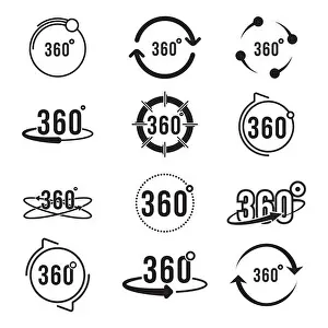 Reality Prints: Different 360 degree rotating circle signs flat icon set