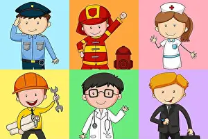 Grown Up Prints: Different kind of occupations illustration