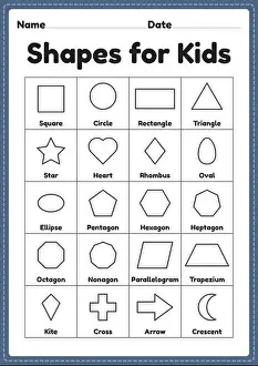 Kite Prints: Different shapes for kids kindergarten