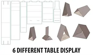 Holder Prints: Six different table display packaging design template gluing selflock die cut - vector
