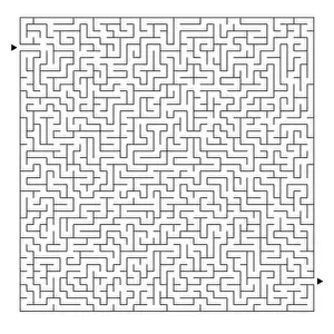 Labyrinth Prints: Difficult square maze. Game for kids and adults