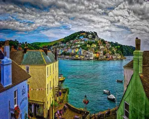 River Dart Prints: DIGITAL ART: Kingswear across the river Dart seen from Dartmouth, Devon, Great Britain