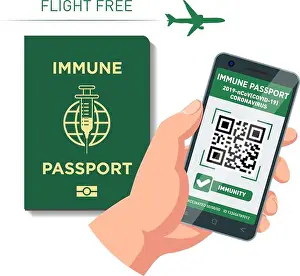 White Vector Vectors Prints: Digital and paper Vaccination immune passport for flight