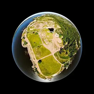 Finnish Rock Prints: A three dimensional panoramic aerial view of Katariina Seaside Park in a mini planet panorama style