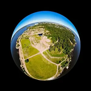 Finnish Rock Prints: A three dimensional panoramic aerial view of Katariina Seaside Park in a mini planet panorama style