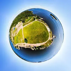 Finnish Rock Prints: A three dimensional panoramic aerial view of Katariina Seaside Park in a mini planet panorama style