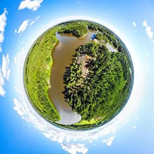 Ahvionkoski Prints: A three dimensional panoramic view of of rapid Ahvionkoski at Kymijoki river