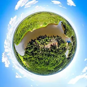 Ahvionkoski Prints: A three dimensional panoramic view of of rapid Ahvionkoski at Kymijoki river