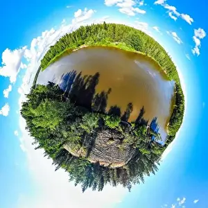Ahvionkoski Prints: A three dimensional panoramic view of of rapid Ahvionkoski at Kymijoki river
