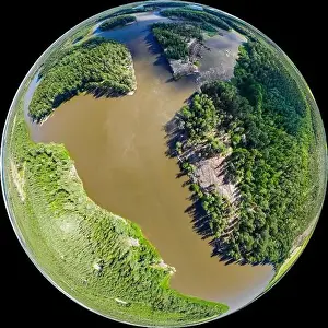 Ahvionkoski Prints: A three dimensional panoramic view of of rapid Ahvionkoski at Kymijoki river