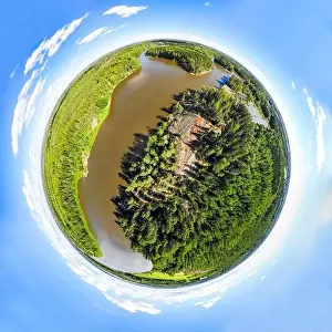 Ahvionkoski Prints: A three dimensional panoramic view of of rapid Ahvionkoski at Kymijoki river