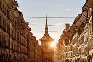 Bern Prints: Diminishing perspective of buildings in street, Bern, Switzerland, Europe