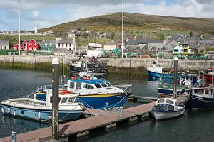 Motorboats Prints: Dingle Ireland moored yachts and motorboats in the harbour, Dingle, County Kerry, Ireland