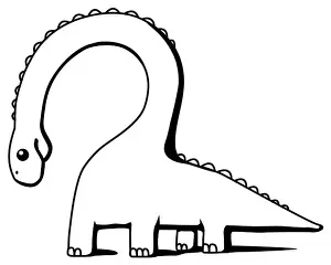 Over White Prints: Dinosaur herbivore drawing, vector, horizontal line drawing, over white, isolated