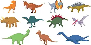 Tyrannosaurus Prints: Dinosaurs vector illustration set in white background