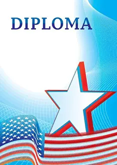 Diploma Prints: Diploma With the flag of the United States of America five-pointed star