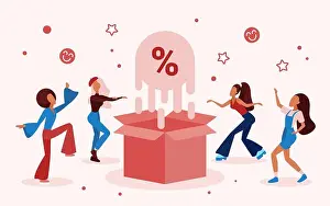 Buyer Prints: Discount sales offers celebration vector illustration