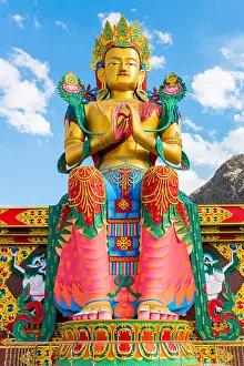 Buddha Statue Prints: Diskit Monastery Buddha Statue, Nubra Valley, Leh Ladakh, Jammu Kashmir, India