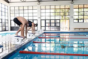 Goggles Prints: Diverse young swimmer competitors