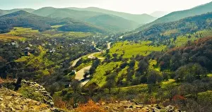 Showplace Prints: Dmanisi countryside panorama with traditional georgian houses