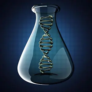 Biotechnology Prints: DNA model on blue background