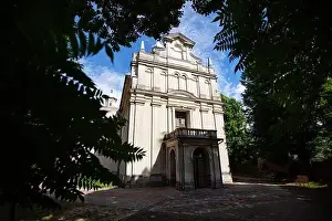 Lwow Prints: Dobromyl, Ukraine - July, 2021: Catholic church of the Transfiguration in Dobromyl