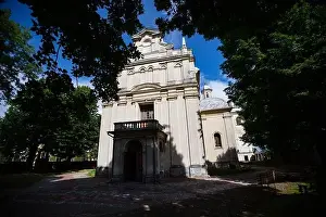 Lwow Prints: Dobromyl, Ukraine - July, 2021: Catholic church of the Transfiguration in Dobromyl