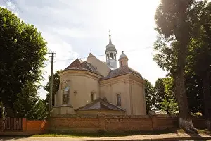 Lwow Prints: Dobromyl, Ukraine - July, 2021: Catholic church of the Transfiguration in Dobromyl