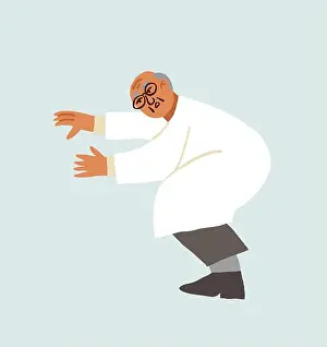 Worry Prints: Doctor character isolated. Worried doctor. Vector illustration