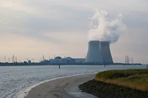 Europaeisch Prints: Doel nuclear power station, view from Lillo, Antwerp industrial port, Belgium